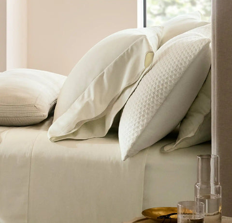Signature Embellished Pillowcase Set Cream/Sand Curved Edge