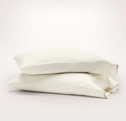 Signature Embellished Pillowcase Set Cream/Sand Curved Edge