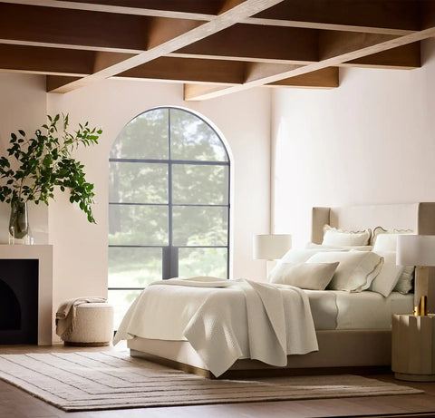 Signature Embellished Sheet Set Cream/Sand Curved Edge