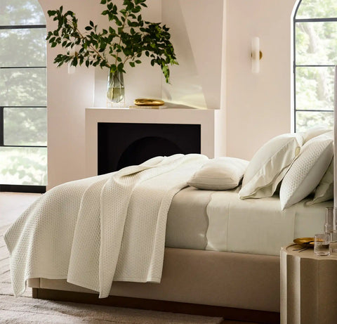 Signature Embellished Sheet Set Cream/Sand Curved Edge