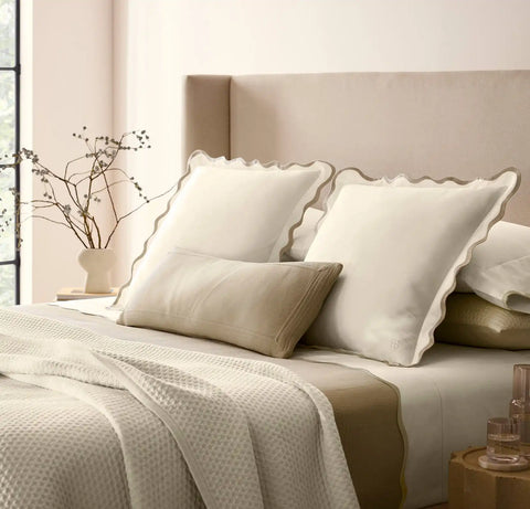 Signature Embellished Sham Cream/Sand Curved Edge