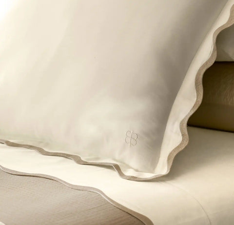 Signature Embellished Sham Cream/Sand Curved Edge