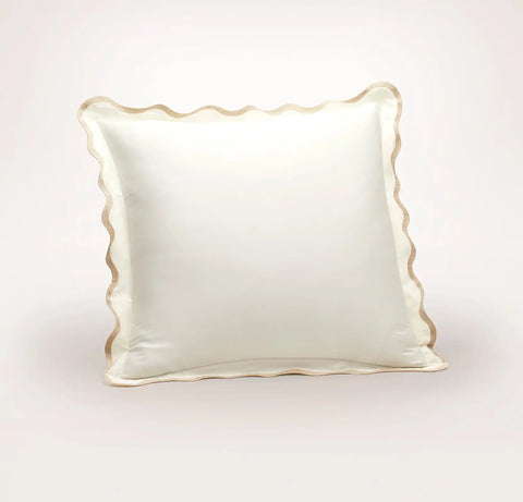 Signature Embellished Sham Cream/Sand Curved Edge