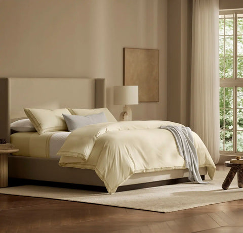 Signature Embellished Duvet Set Cream/Sand Ladder Stitch