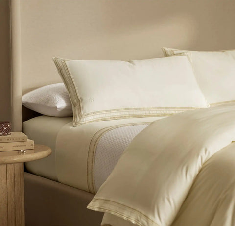 Signature Embellished Duvet Set Cream/Sand Ladder Stitch