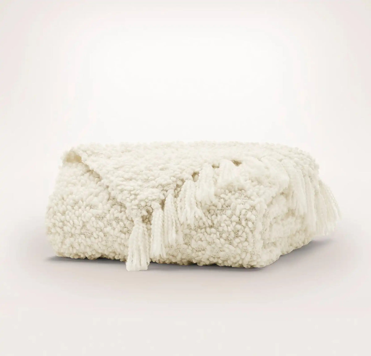 Cozy Bouclé Throw Blanket Cream