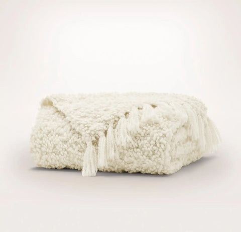 Cozy Bouclé Throw Blanket Cream
