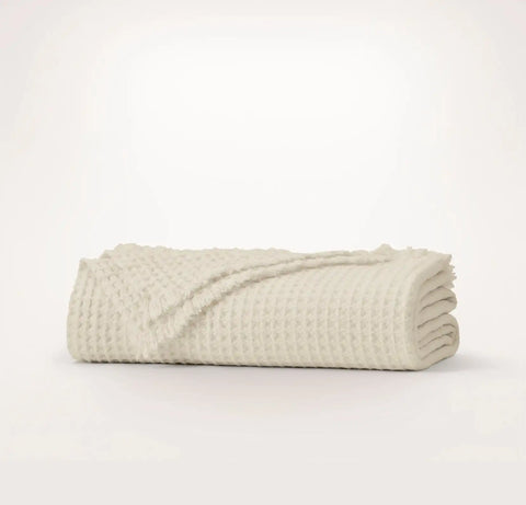 Heirloom Waffle Merino Bed Blanket Cream