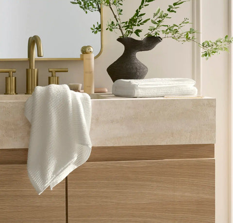 Turkish Ribbed Hand Towels (Pair) Cream