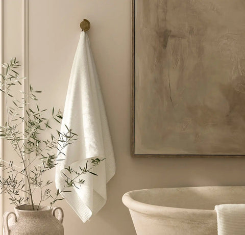 Turkish Ribbed Bath Towel Cream
