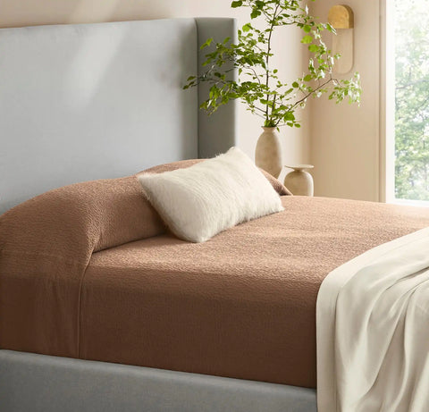 Dappled Vela Classic Coverlet Deep Camel