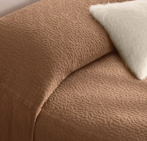 Dappled Vela Grand Coverlet Deep Camel