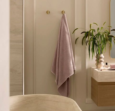 Turkish Ribbed Bath Sheet Dusty Rose