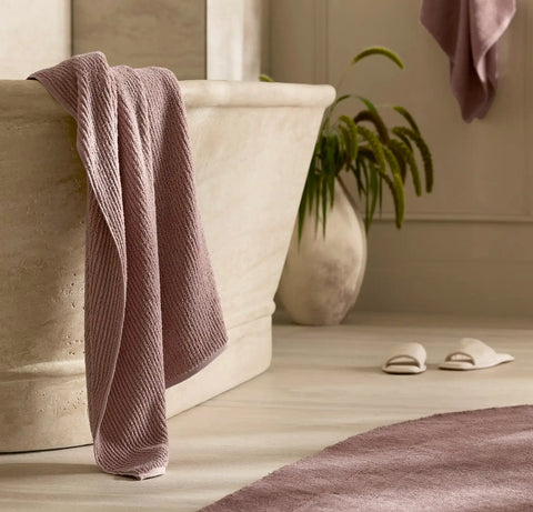 Turkish Ribbed Bath Towel Dusty Rose