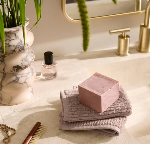 Turkish Ribbed Washcloths (Pair) Dusty Rose