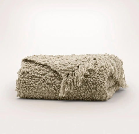 Cozy Bouclé Throw Blanket Heathered Oak