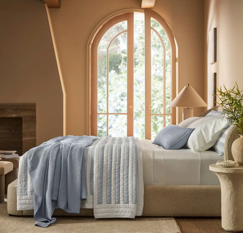 Waffle Bed Blanket Hydrangea/Bay Whipstitch