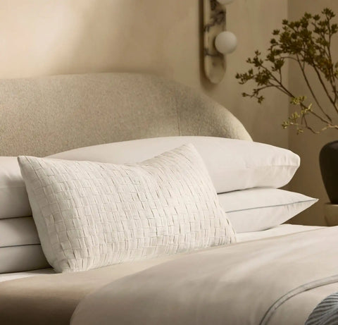 Linen Woven Icon Pillow Cover White