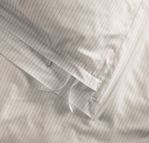 Signature Hemmed Duvet Set White/Mineral Delicate Stripe
