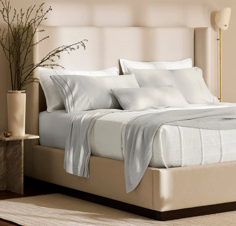 Signature Embellished Pillowcase Set Mist/Mist Ladder Stitch
