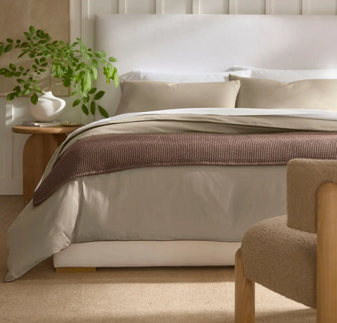 Signature Embellished Duvet Set Oak/Walnut Piped Edge