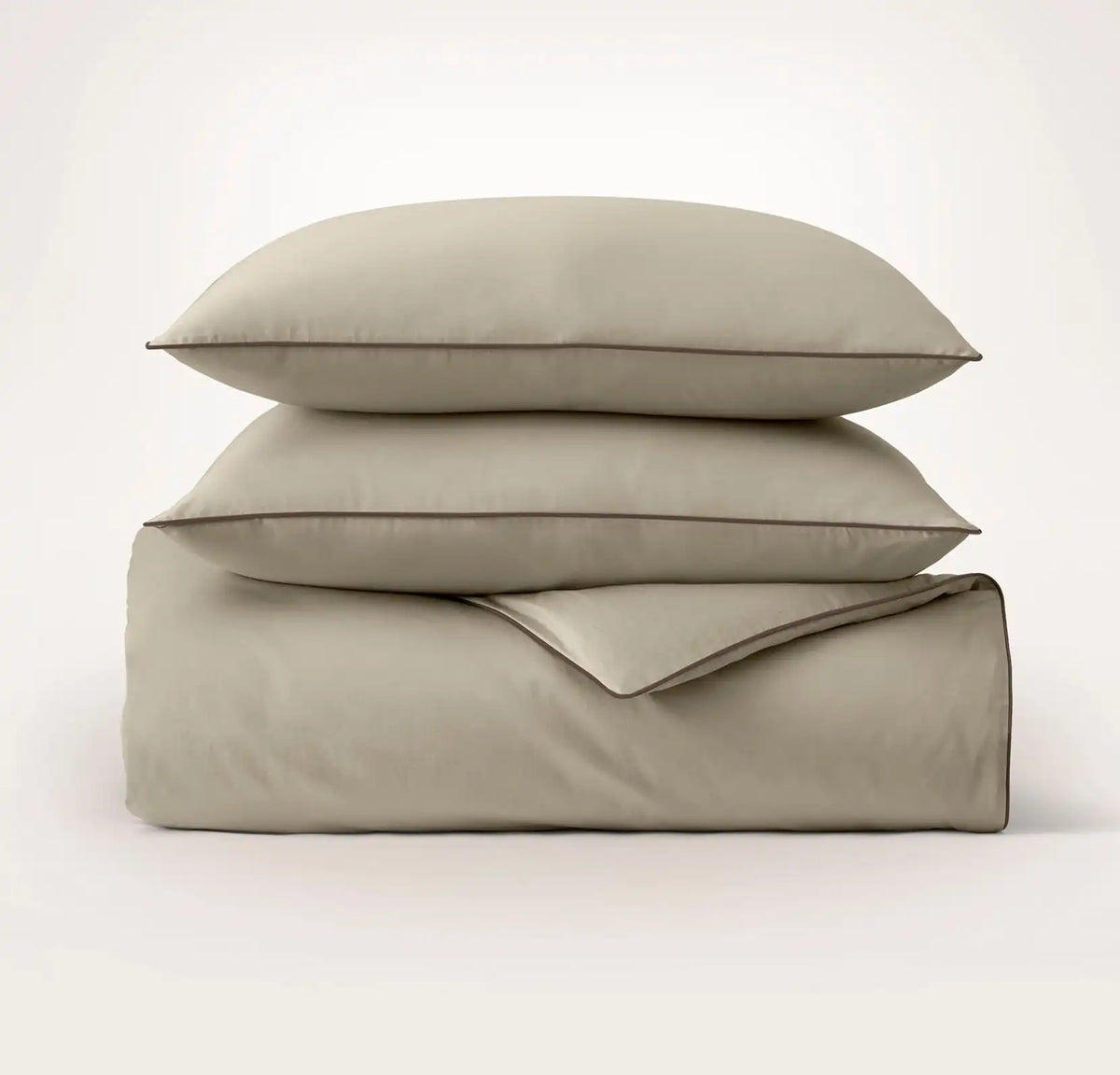 Signature Embellished Duvet Set Oak/Walnut Piped Edge