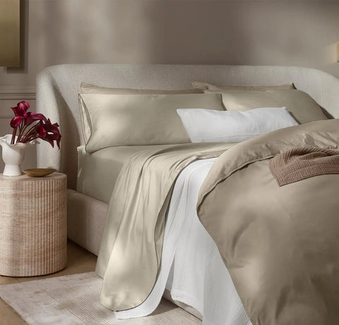 Signature Embellished Pillowcase Set Oak/Walnut Piped Edge