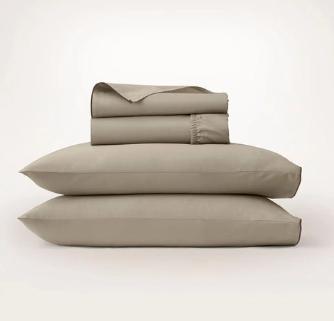 Signature Embellished Sheet Set Oak/Walnut Piped Edge