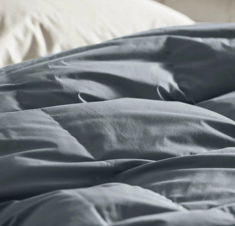 Percale Quilted Down Alternative Comforter Bluestone