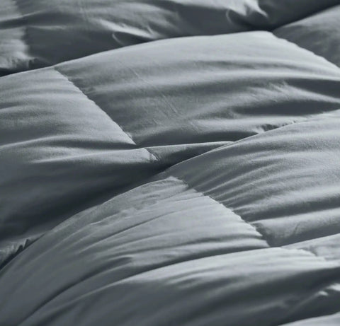 Percale Quilted Down Comforter Bluestone