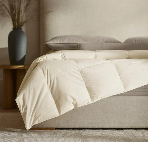 Percale Quilted Down Comforter Cream