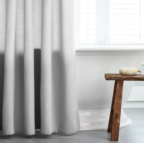 Waffle Shower Curtain Pale Pewter