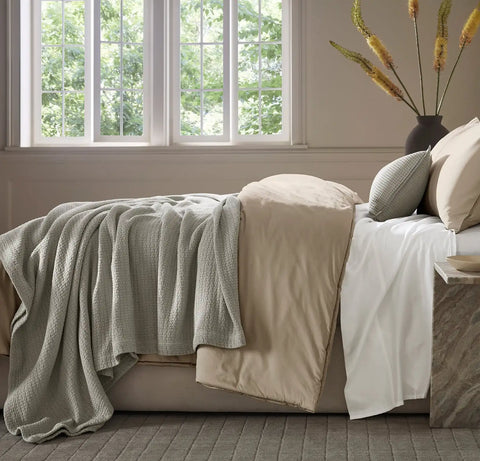 Modern Crochet Bed Blanket Pewter