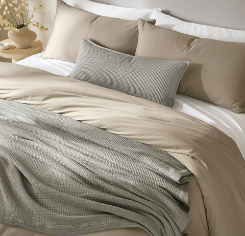 Modern Crochet Bed Blanket Pewter