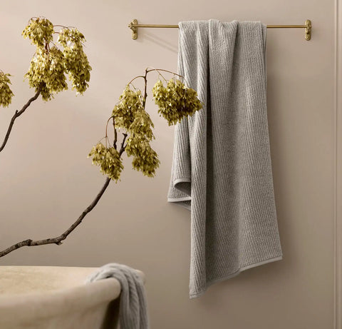 Turkish Ribbed Bath Towel Pewter
