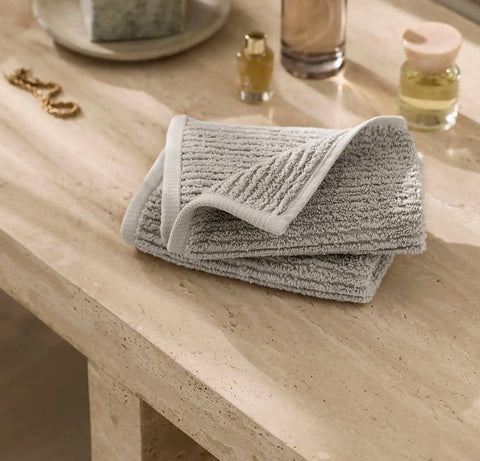 Turkish Ribbed Washcloths (Pair) Pewter
