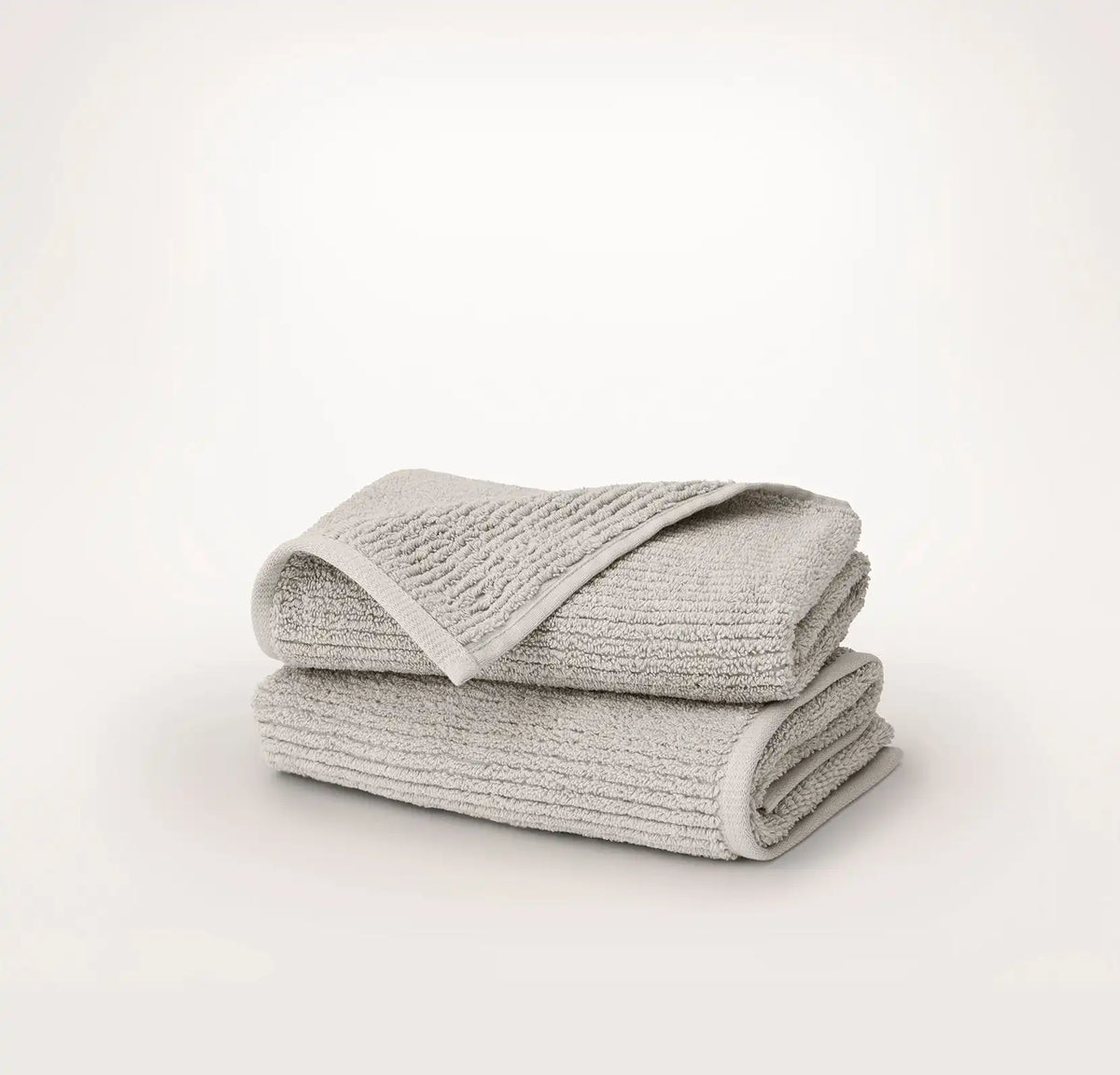 Turkish Ribbed Hand Towels (Pair) Pewter