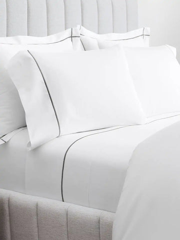 Signature Embellished Pillowcase Set White/Stone Embroidered