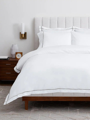 Signature Embellished Duvet Set White/Stone Embroidered