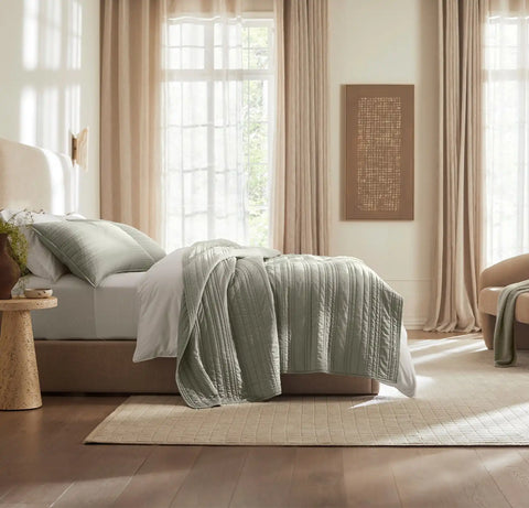 Signature Stripe Quilt Set Sageleaf
