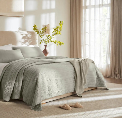 Signature Stripe Quilt Set Sageleaf
