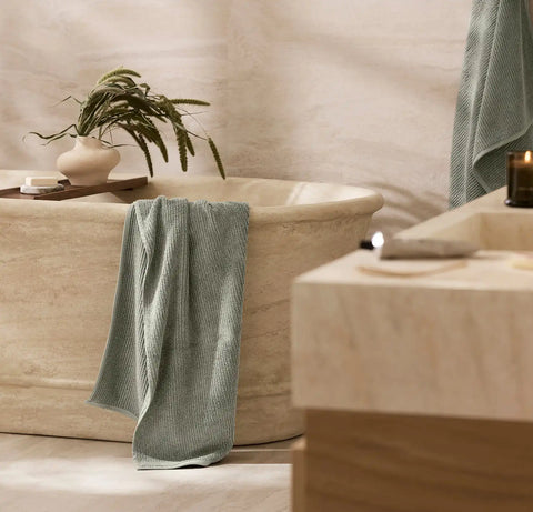 Turkish Ribbed Bath Towel Sageleaf