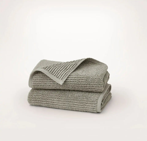 Turkish Ribbed Hand Towels (Pair) Sageleaf