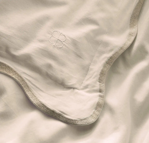 Signature Embellished Duvet Set Cream/Sand Curved Edge