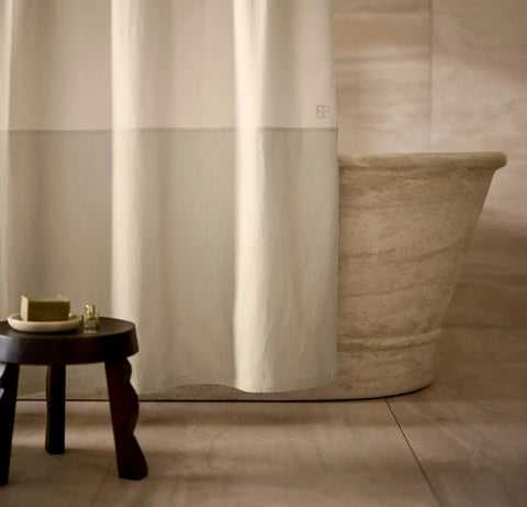 Ottoman Ribbed Shower Curtain Sand