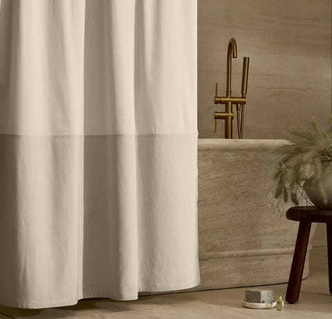 Ottoman Ribbed Shower Curtain Sand