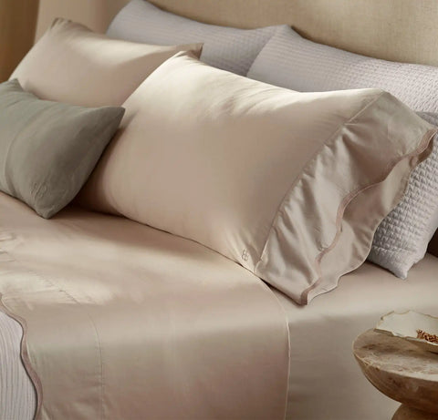 Signature Embellished Sheet Set Sandstone/Desert Sand Curved Edge