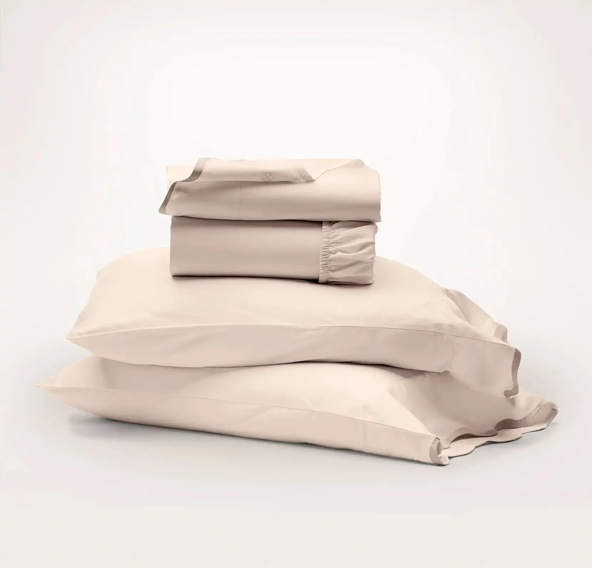 Signature Embellished Sheet Set Sandstone/Desert Sand Curved Edge