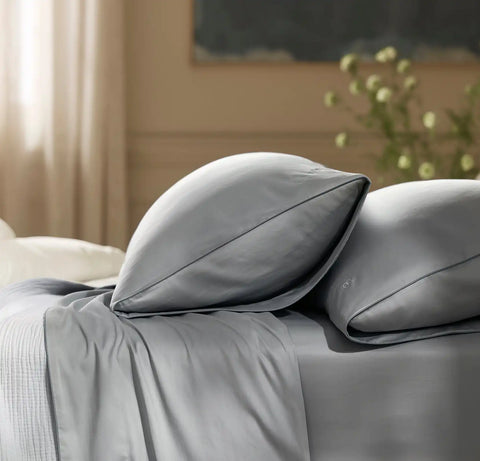 Signature Embellished Sheet Set Shore/Bluestone Piped Edge