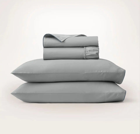 Signature Embellished Sheet Set Shore/Bluestone Piped Edge